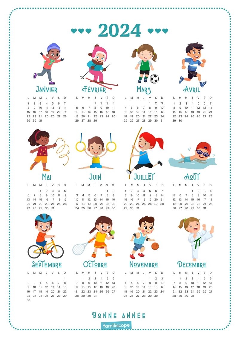 calendrier éducatif à imprimer