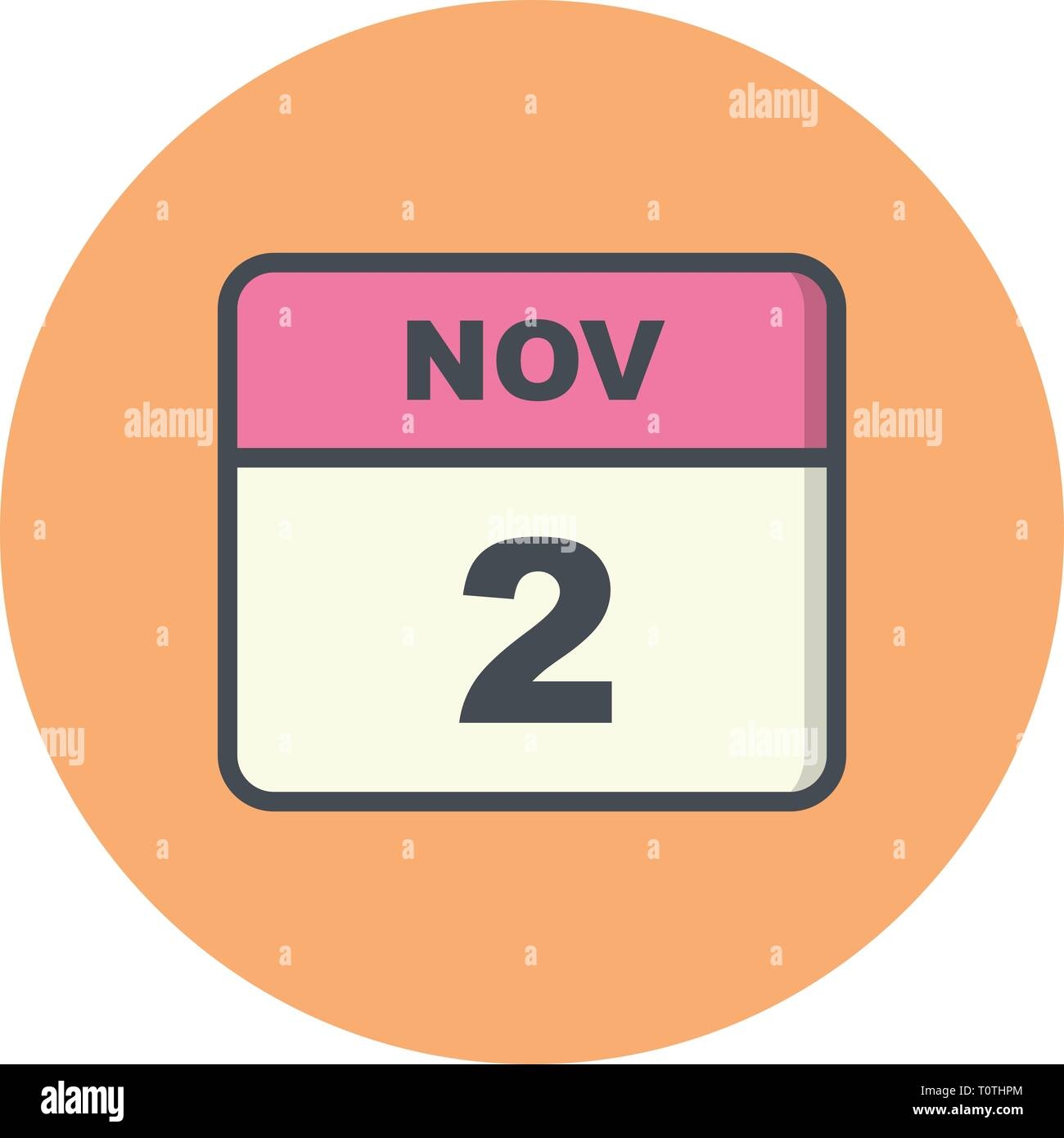 2 Novembre Date Un Seul Jour Calendrier Photo Stock Alamy