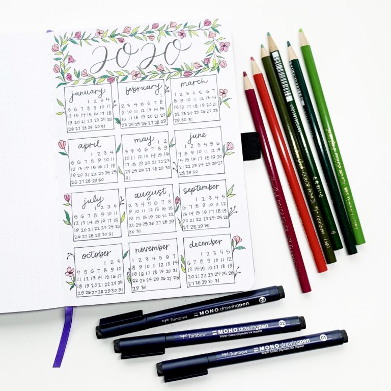 2020 Yearly Bullet Journal Calendar Tutorial Tombow USA Blog