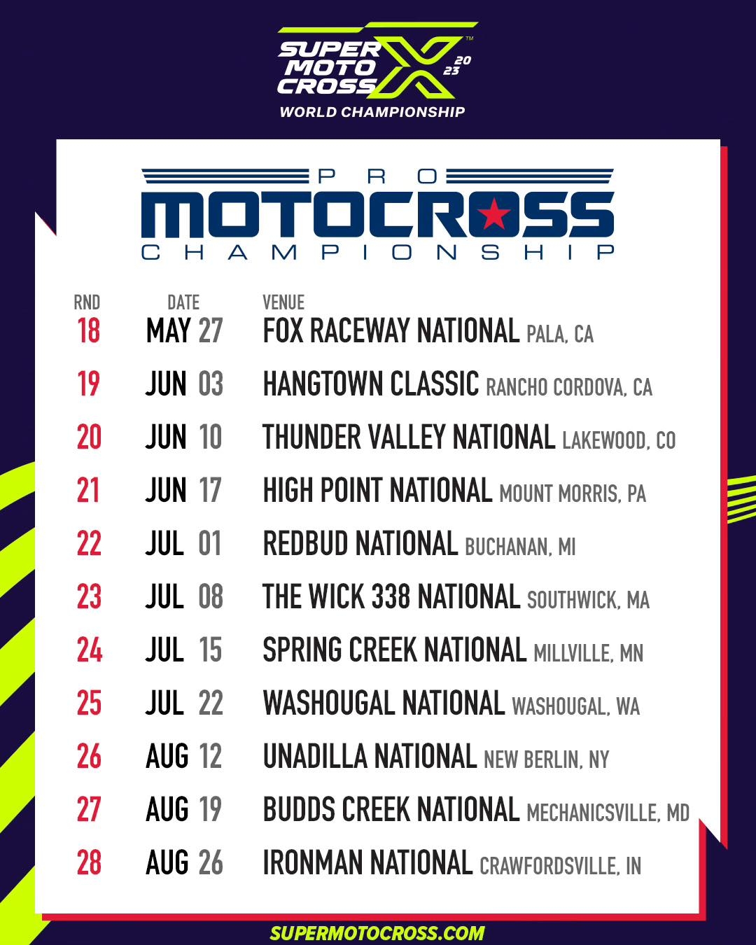 2023 US SX MX Calendars Confirmed Live Motocross