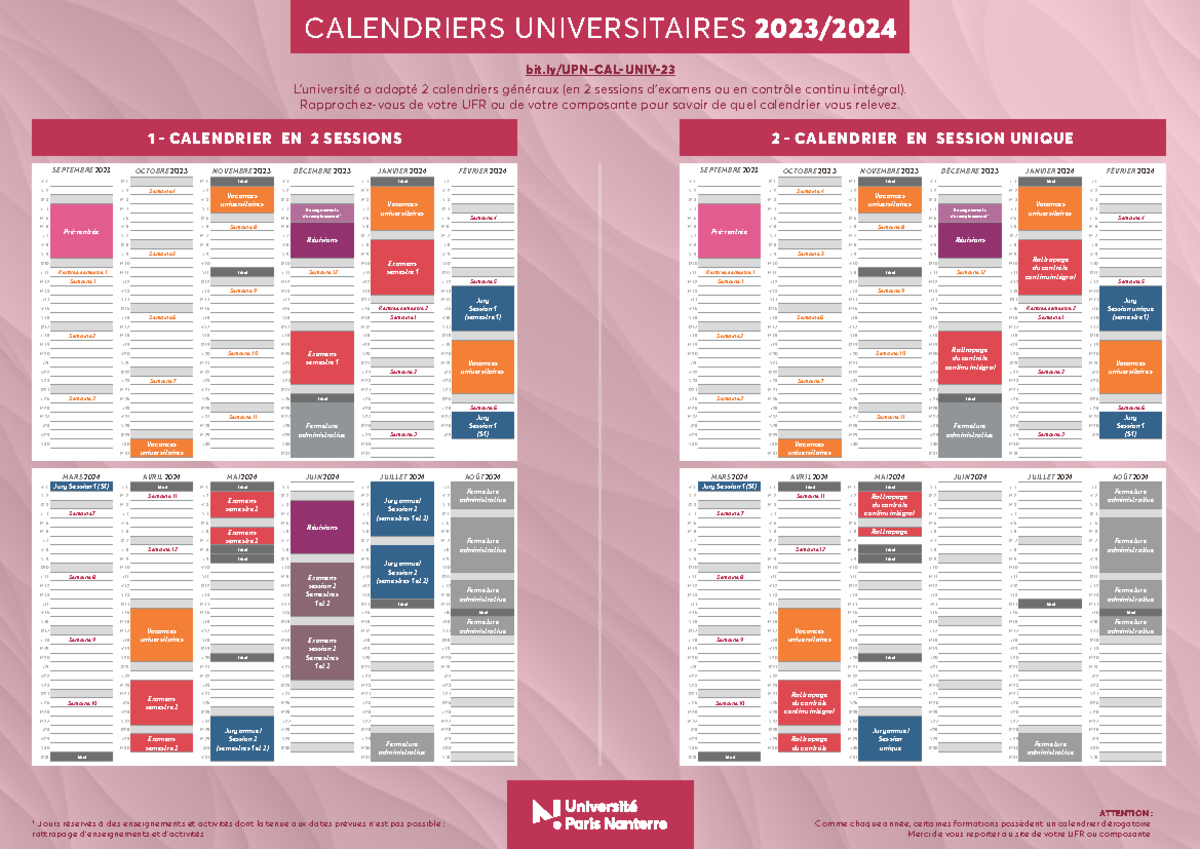 202306 UPN calendrier Univ 23 24 vfinal v03 web CALENDRIERS UNIVERSITAIRES 2023 Bit UPN CAL UNIV Studocu