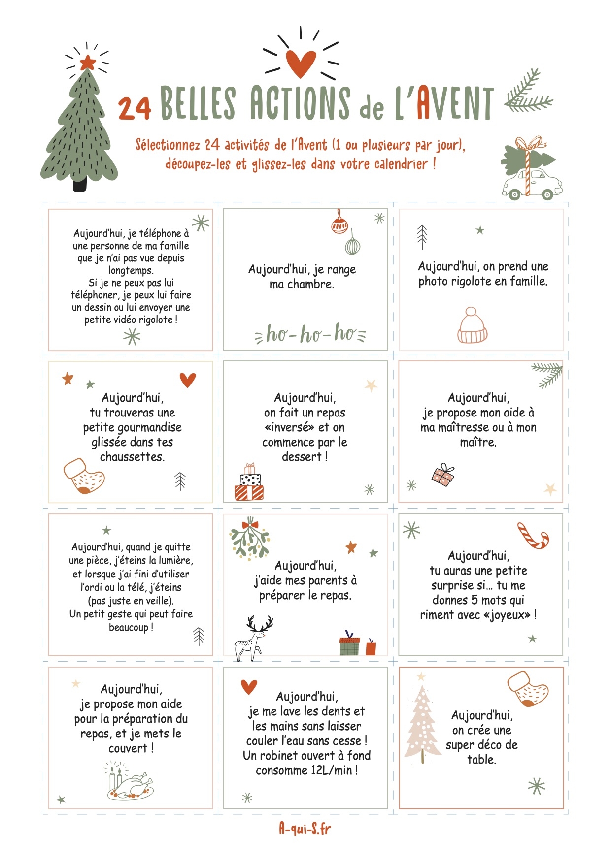 24 Actions Glisser Dans Votre Calendrier De L Avent 