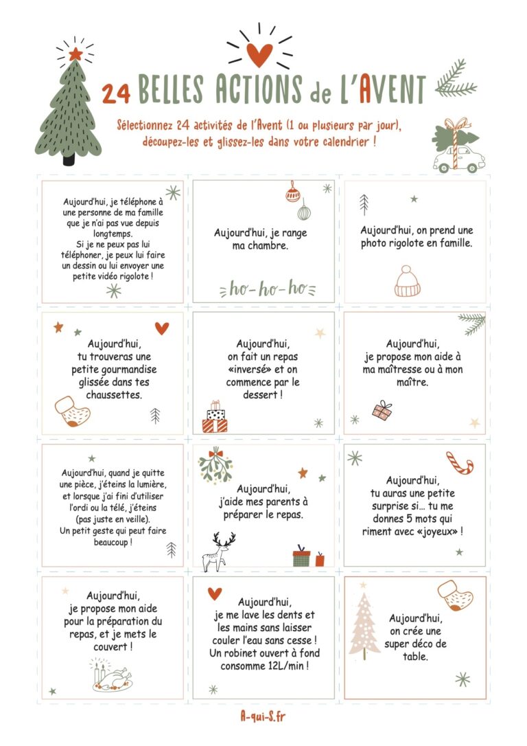 24 Actions Glisser Dans Votre Calendrier De L Avent