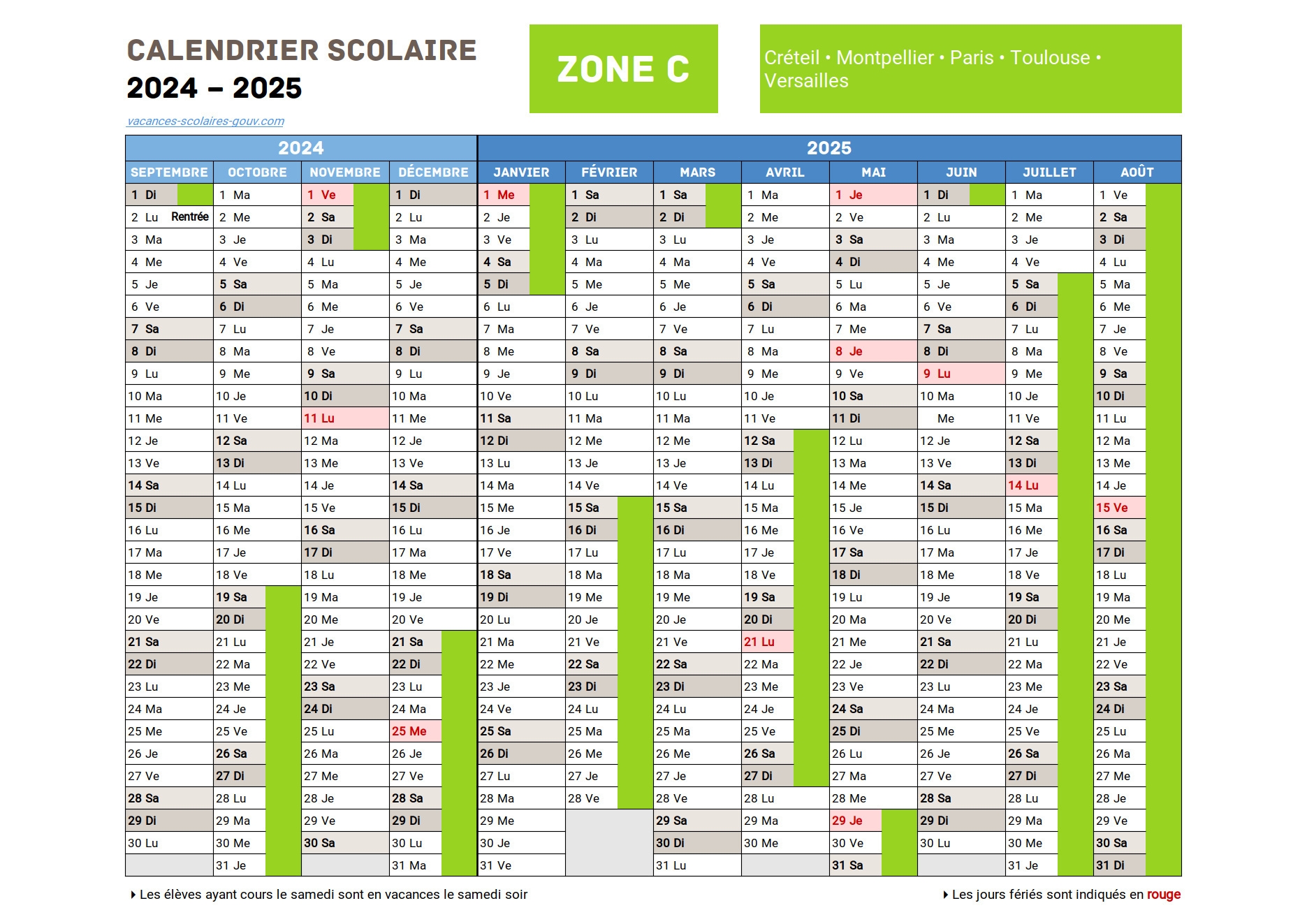 Acad mie De CR TEIL Calendrier Scolaire 2025 2026 Officiel