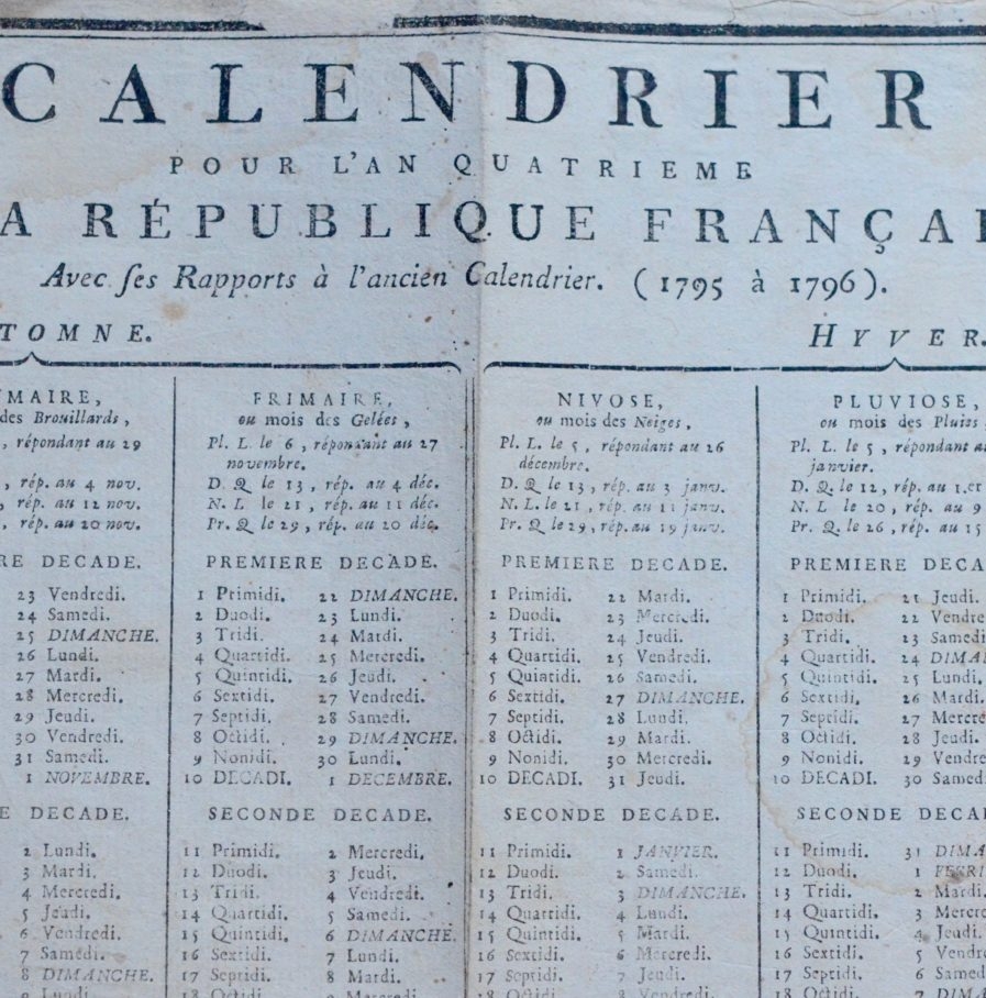 Affiche Du Calendrier R publicain De L an IV Avec Correspondance Gr gorienne Traces crites