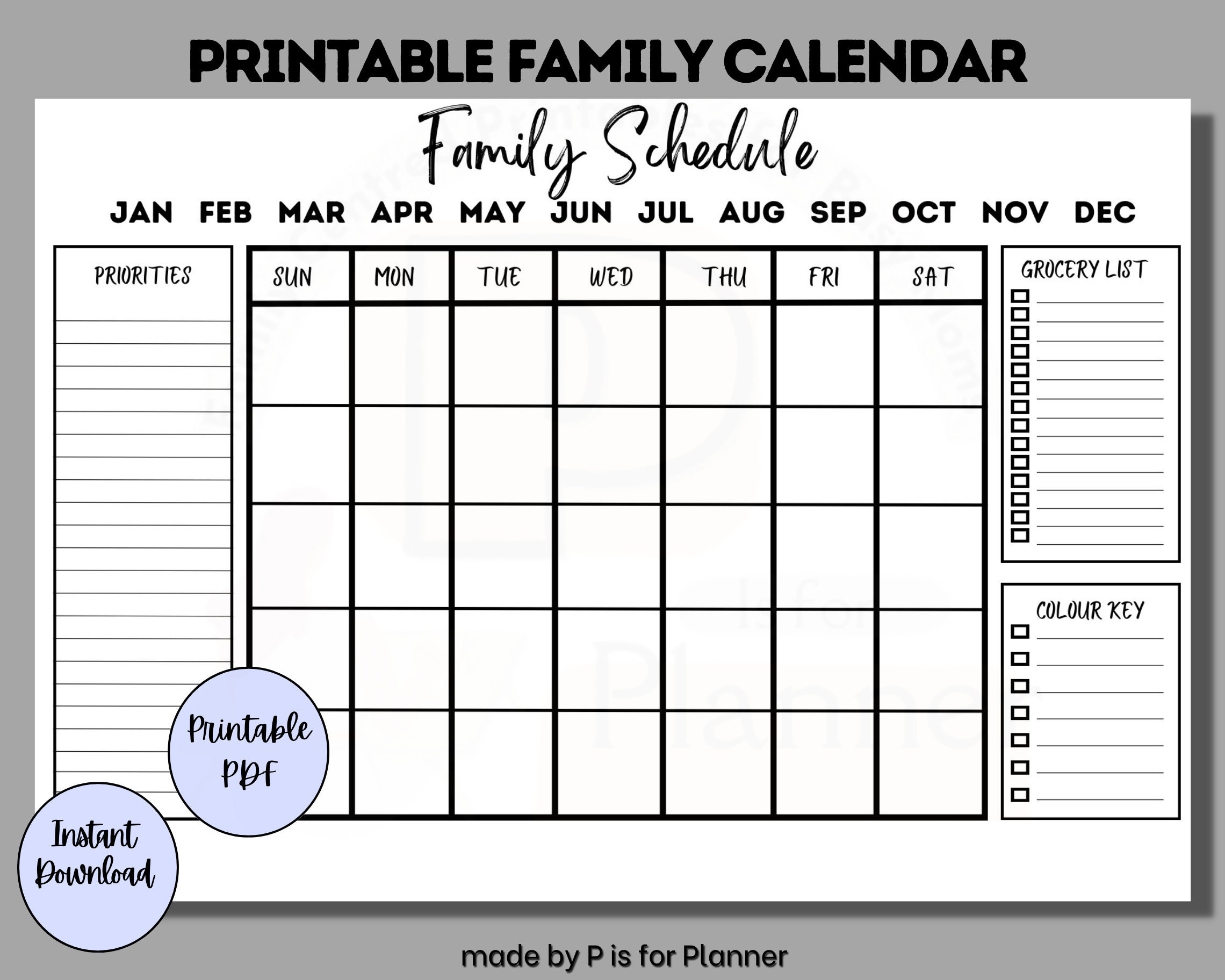 calendrier familial à imprimer