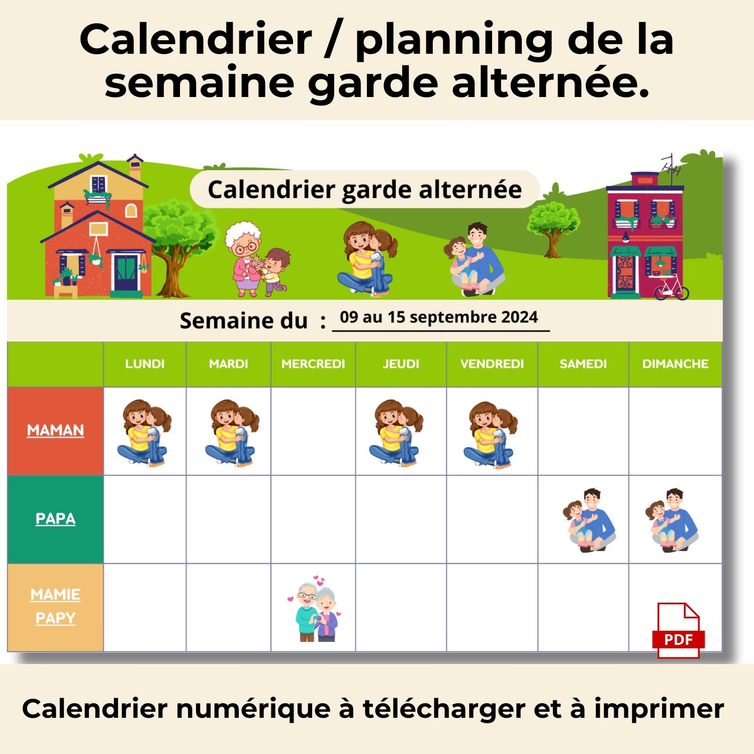 Alternate Custody Calendar For Children Weekly Schedule Shared Custody Parent child Separation Routine French To Print Etsy