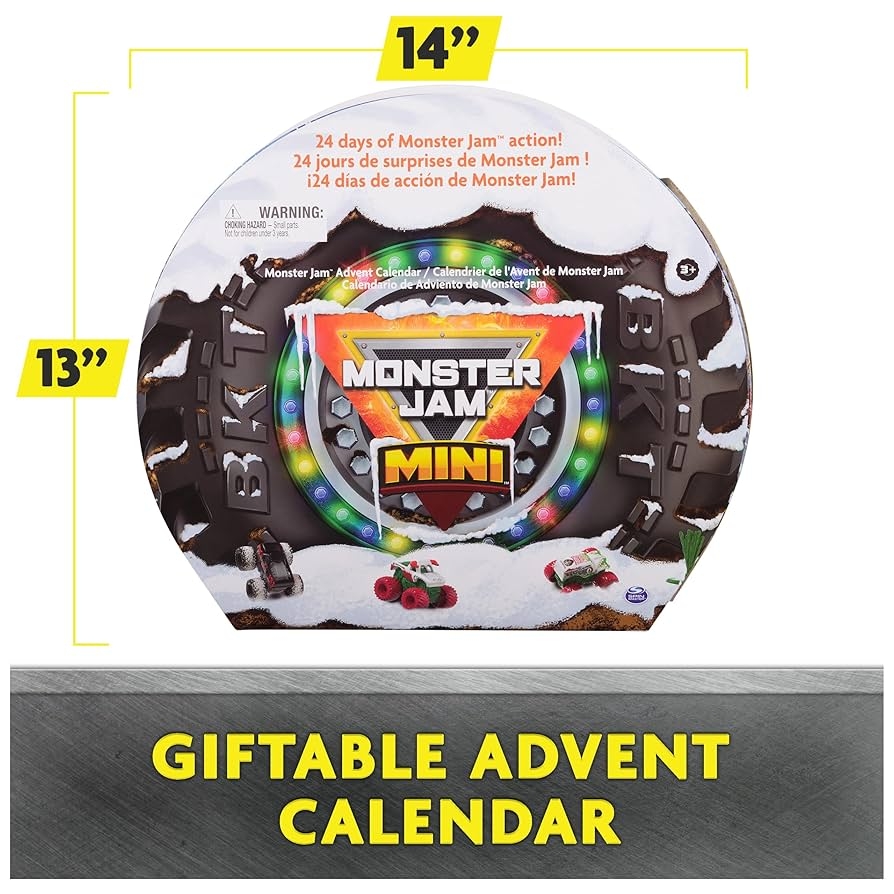 Amazon Monster Jam Mini Holiday 2024 Advent Calendar 24 Days Of Mini Monster Trucks And Accessories 1 87 Scale Kids Toys For Boys And Girls Ages 3 And Up Toys Games
