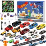 Amazon MOVINPE Cars Advent Calendar For Kids Boys 2024 Christmas 24 Pull Back Racing Car Alloy Vehicles Playsets With Play Mat City Map Race Signposts Winner Cup Gold Medal Countdown Days To