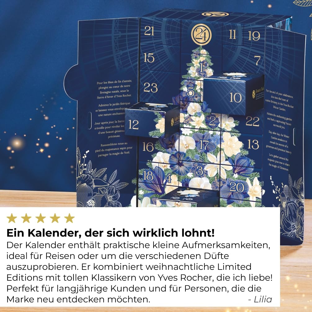 Amazon Yves Rocher Deluxe Advent Calendar 24 Beauty Products Body Care Skin Care Hair Care Make up Fragrance Daily Skincare Surprises Holiday Gift Idea For Women And Men 