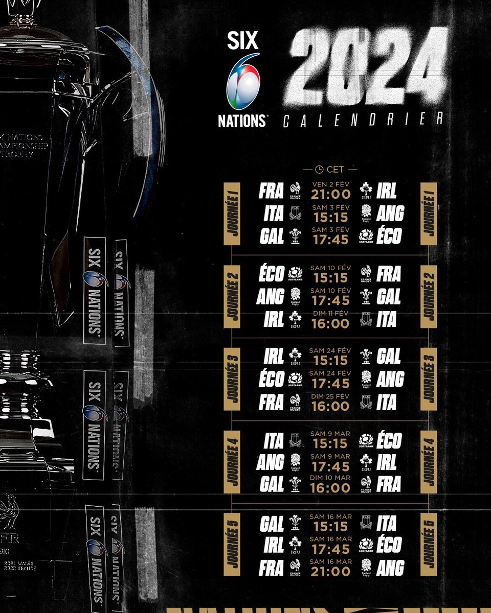 calendrier 6 nations