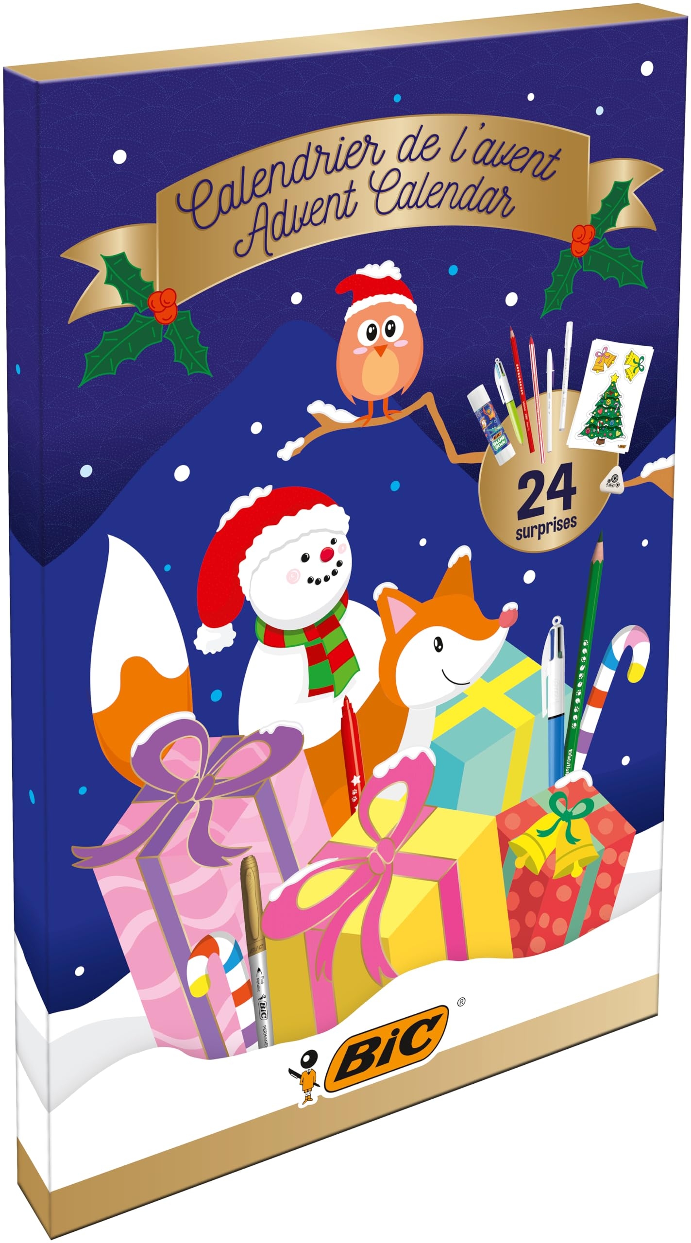 BIC Calendrier De L Avent Papeterie 24 Produits D criture Id e Cadeaux Pour Enfants Kit Papeterie Pour DIY De No l Et R aliser Des Cartes De V ux En Famille Amazon be Cuisine Et Maison