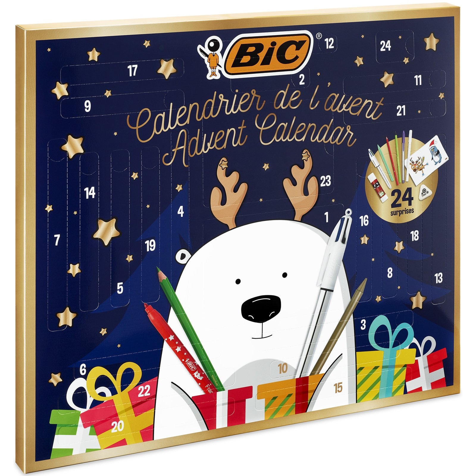 Bic Calendrier De L Avent Stylos Crayons Crayons Colle Gomme Cartes Postales Autocollants Amazon fr Livres