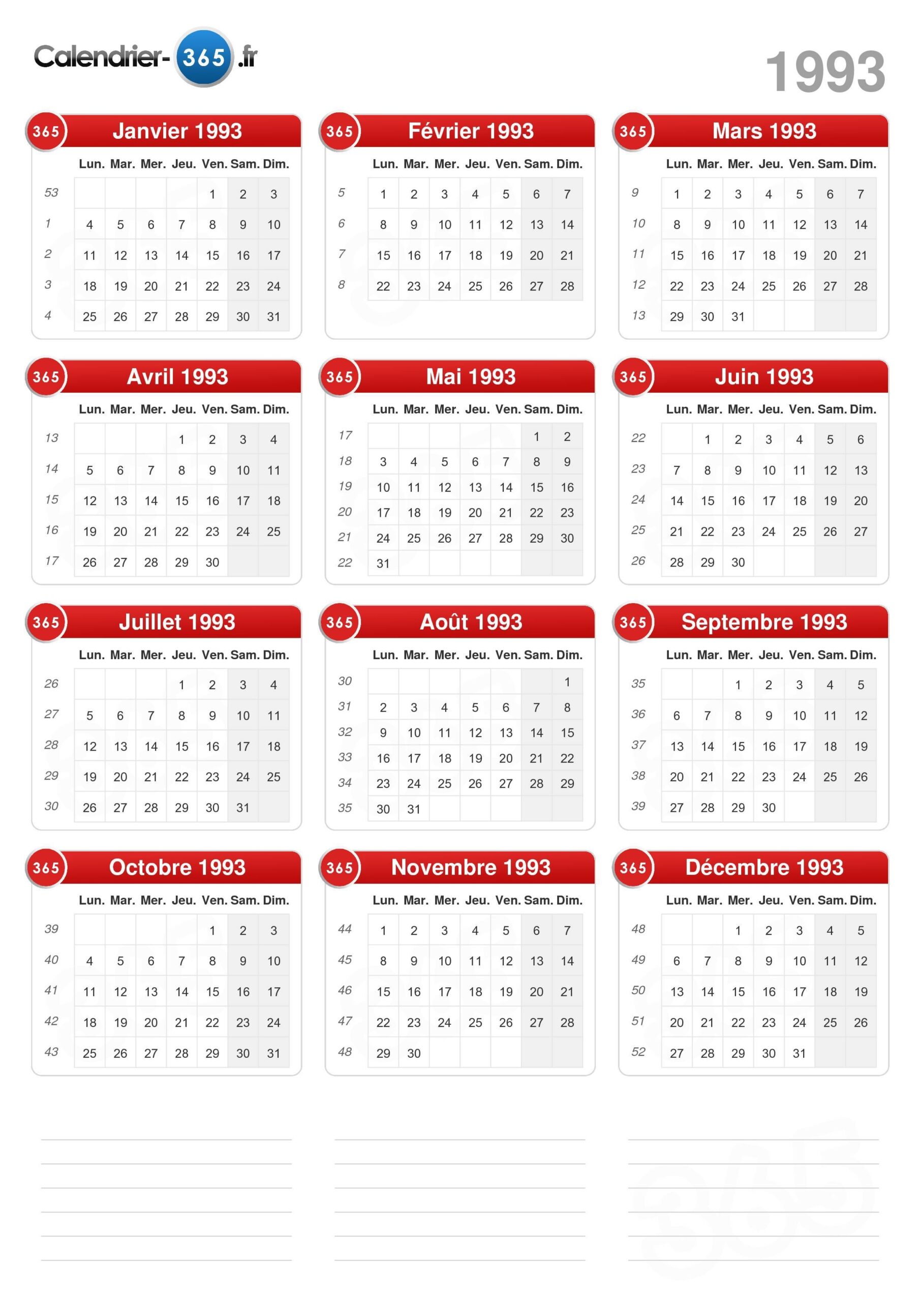 Calendrier 1993