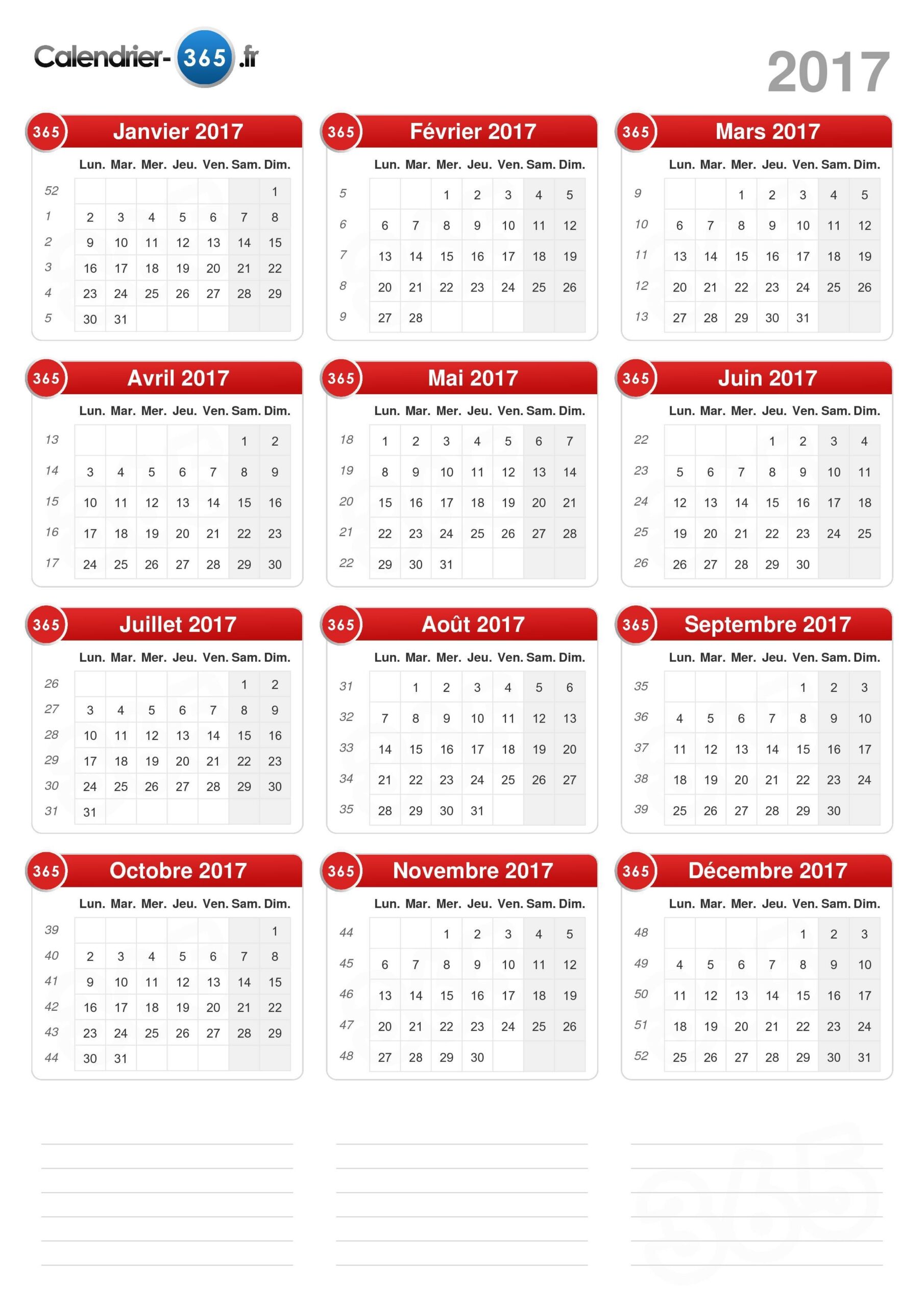 Calendrier 2017