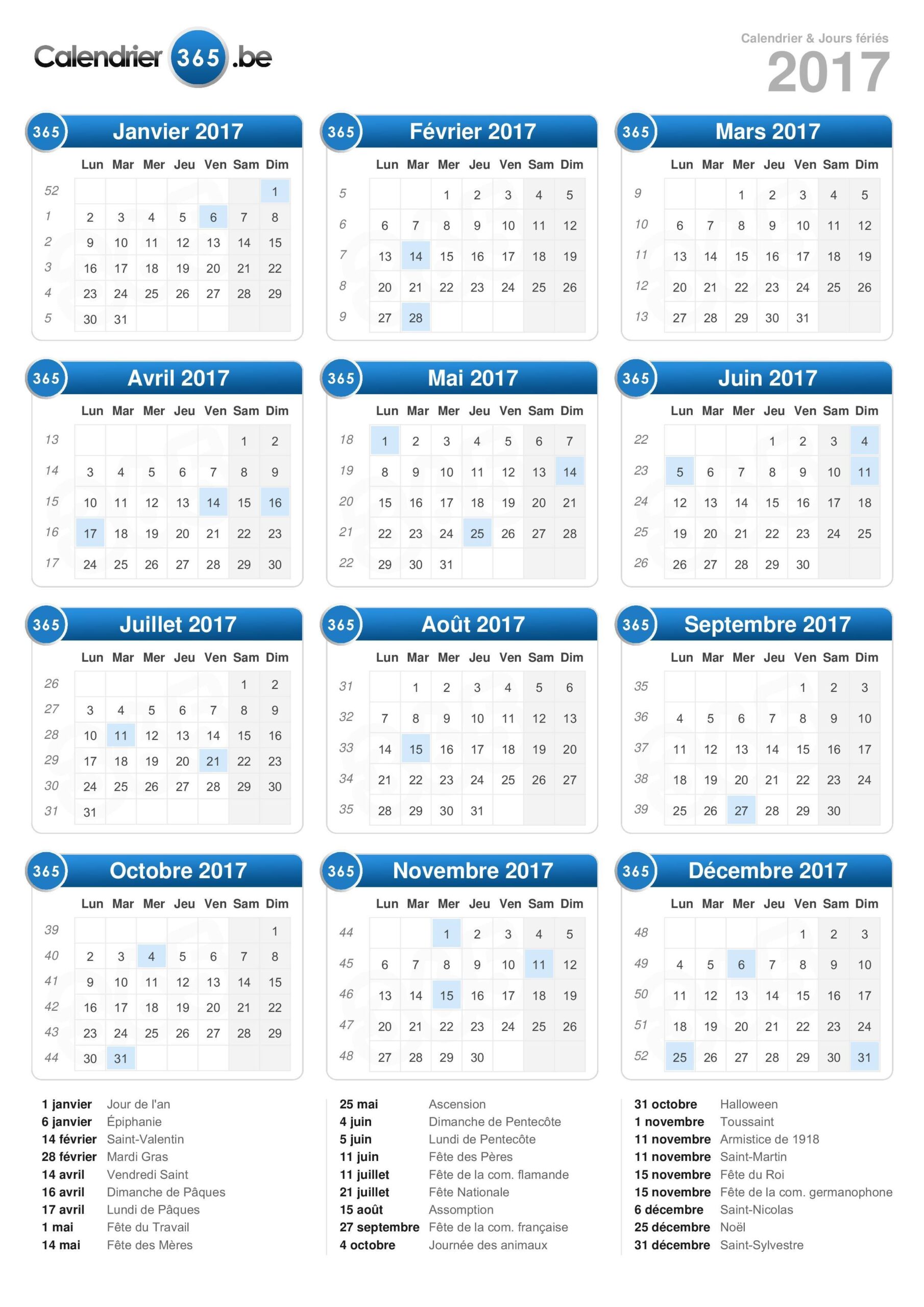 Calendrier 2017