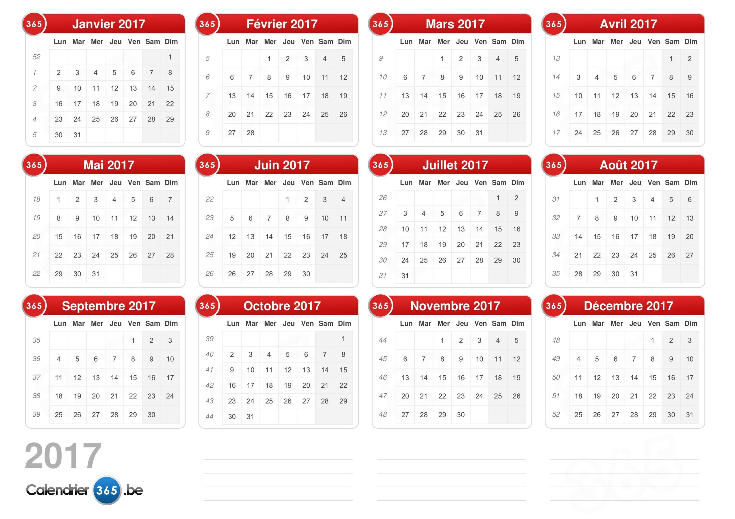Calendrier 2017