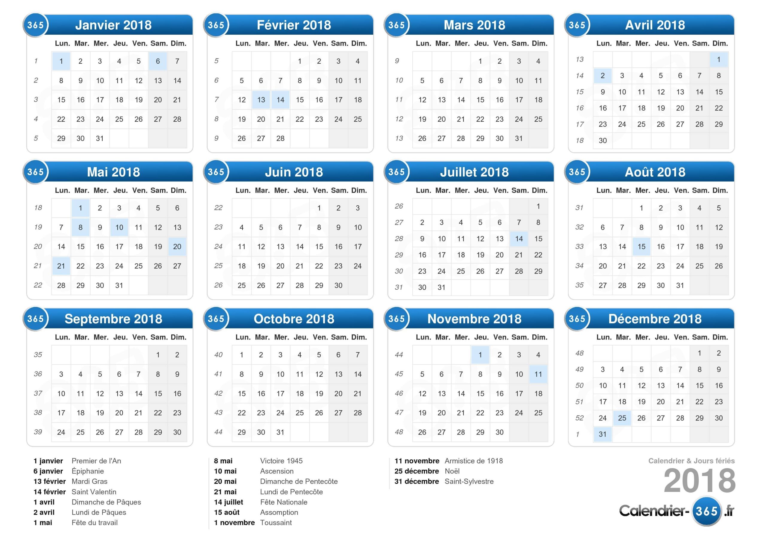 Calendrier 2018