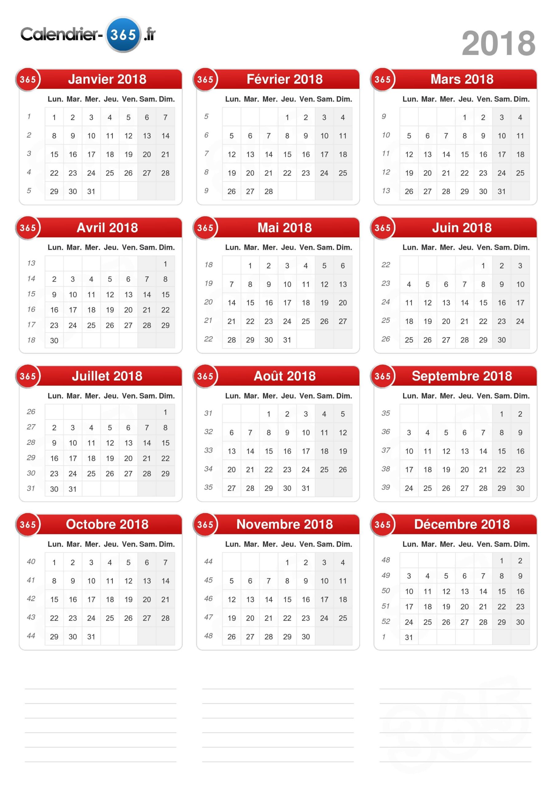 Calendrier 2018