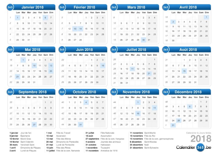 Calendrier 2018