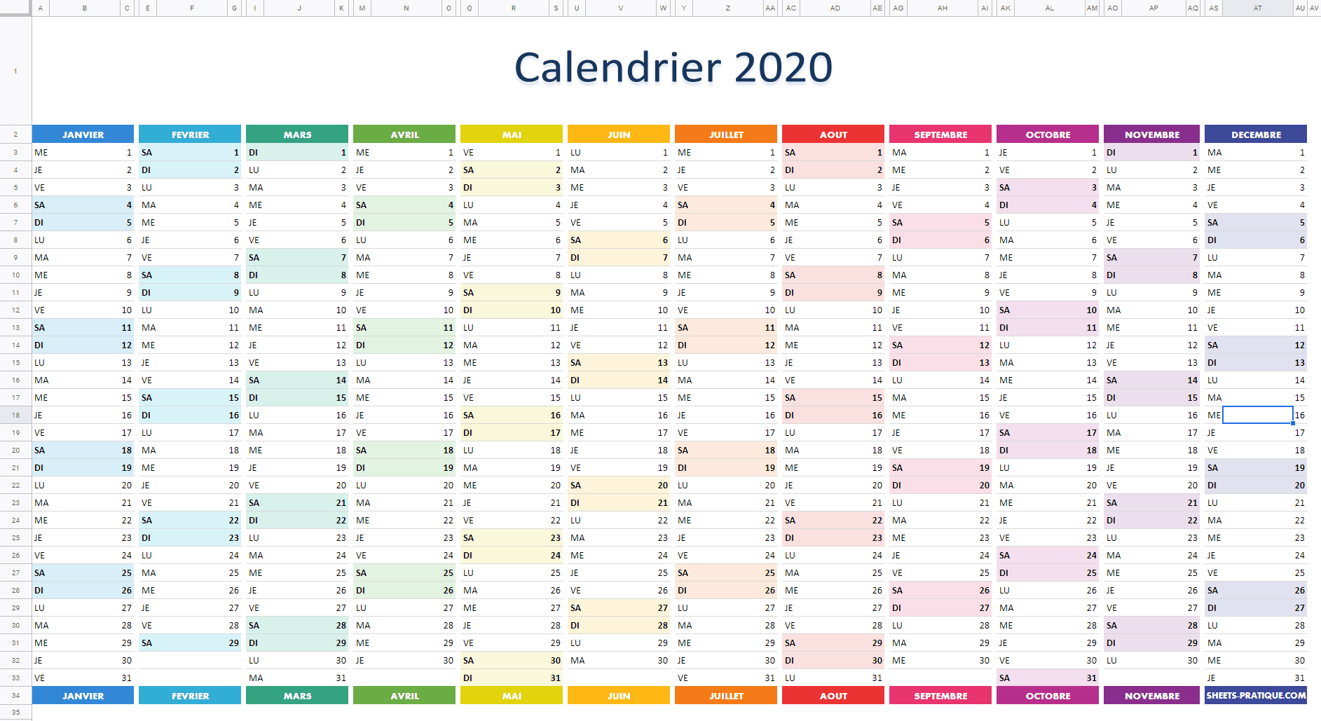 Calendrier 2020