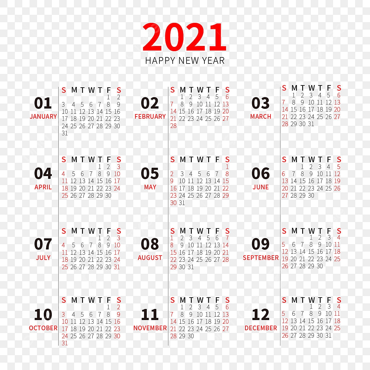 Calendrier 2021 Style Simple De Calendrier Du Nouvel An PNG Calendrier 2021 Bonne Ann e Ligne PNG Et Vecteur Pour T l chargement Gratuit