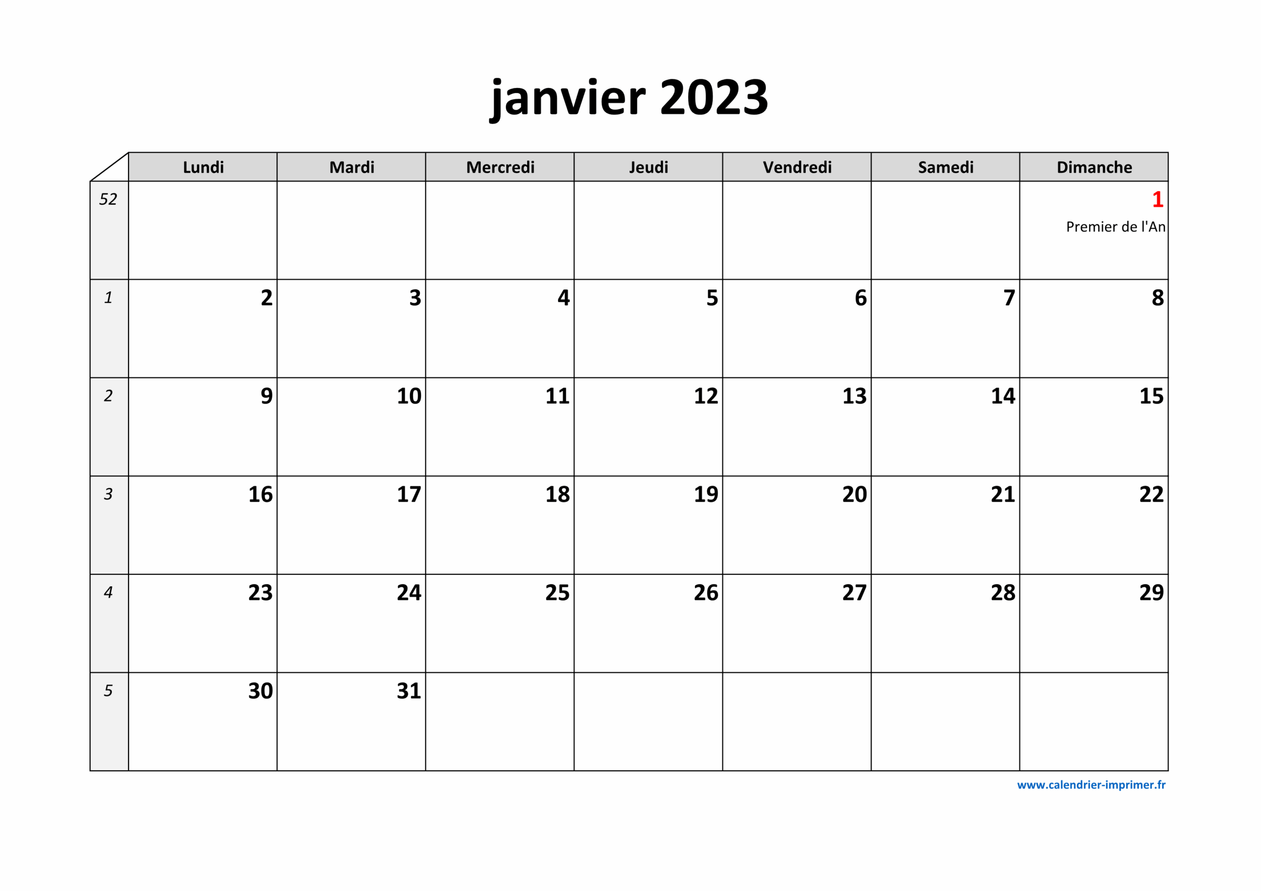 Calendrier 2023 Imprimer Gratuit
