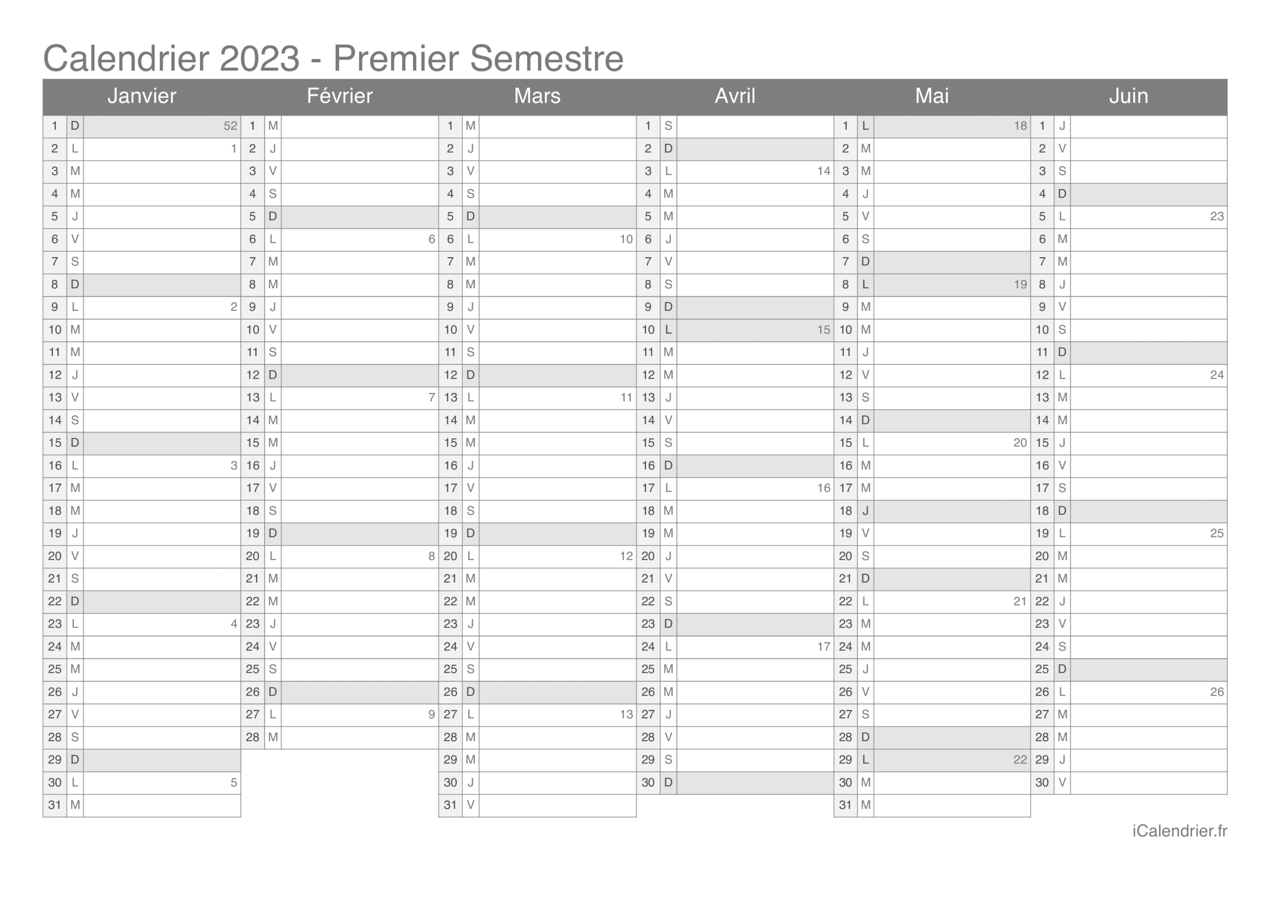 Calendrier 2023 Imprimer PDF Et Excel