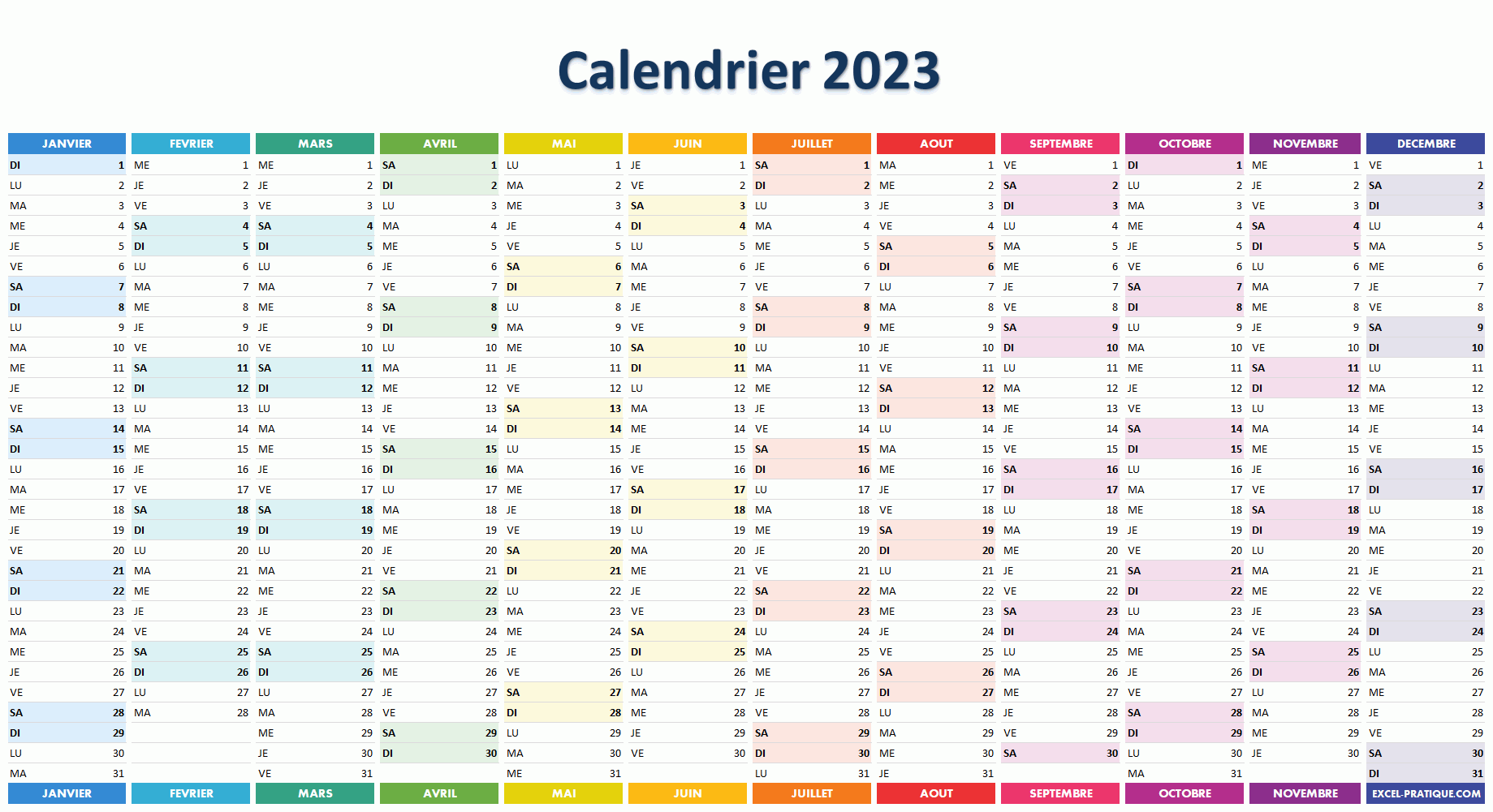 Calendrier 2023 Simple