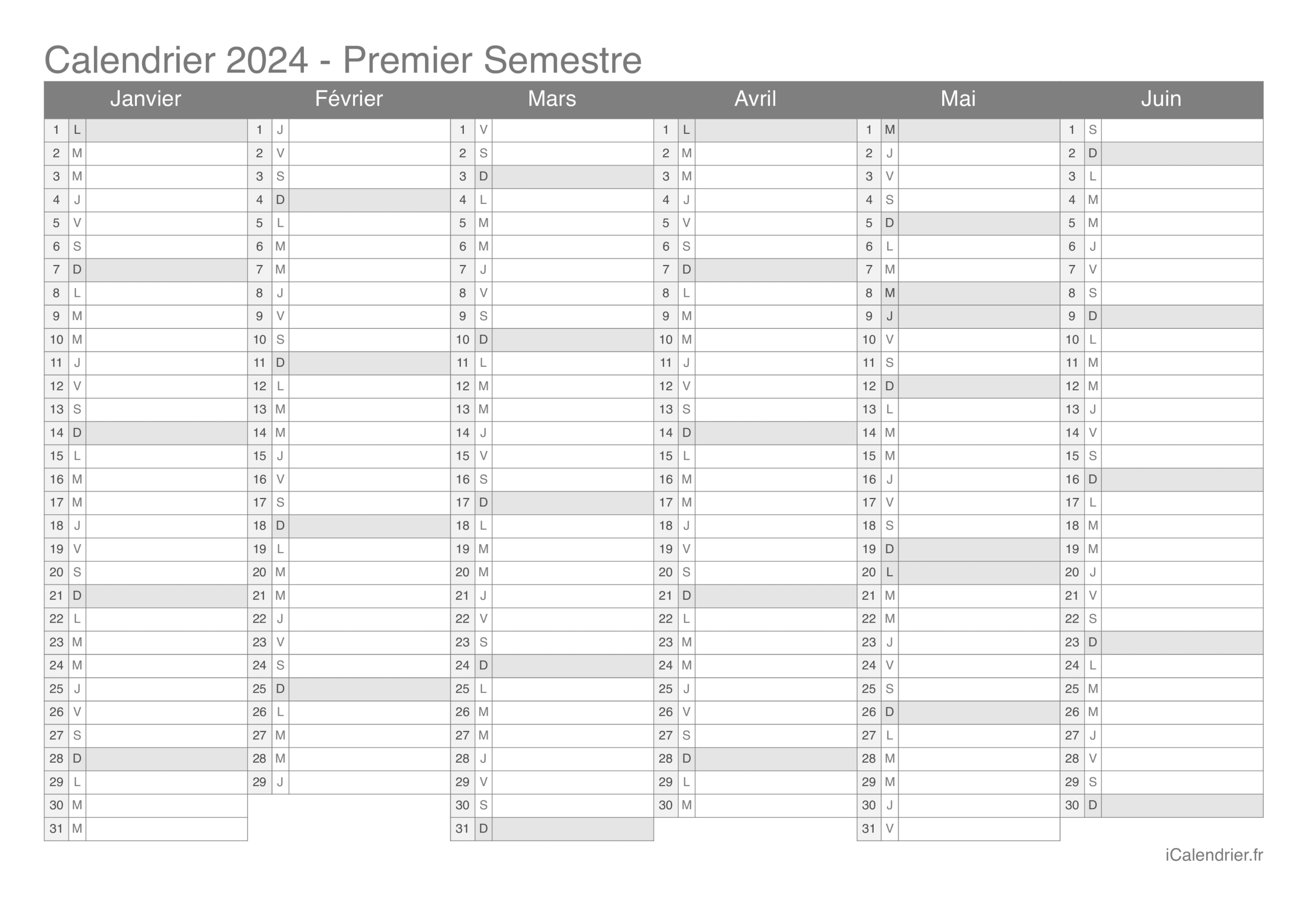 Calendrier 2024 Imprimer PDF Et Excel