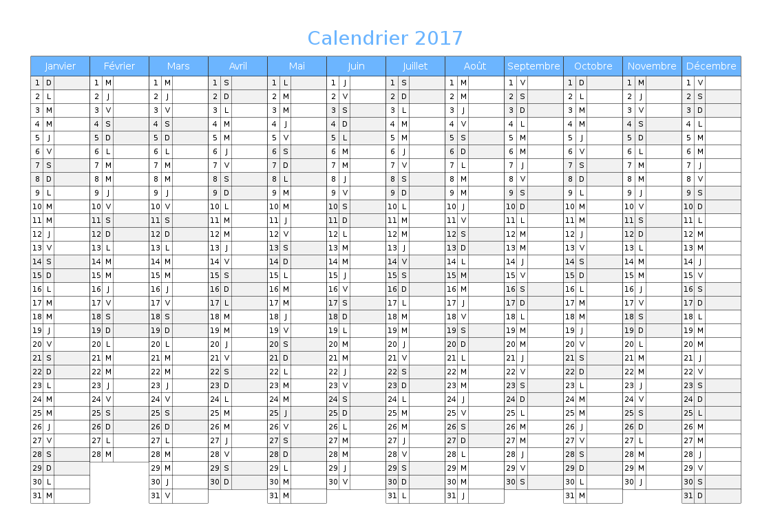 calendrier en ligne à remplir