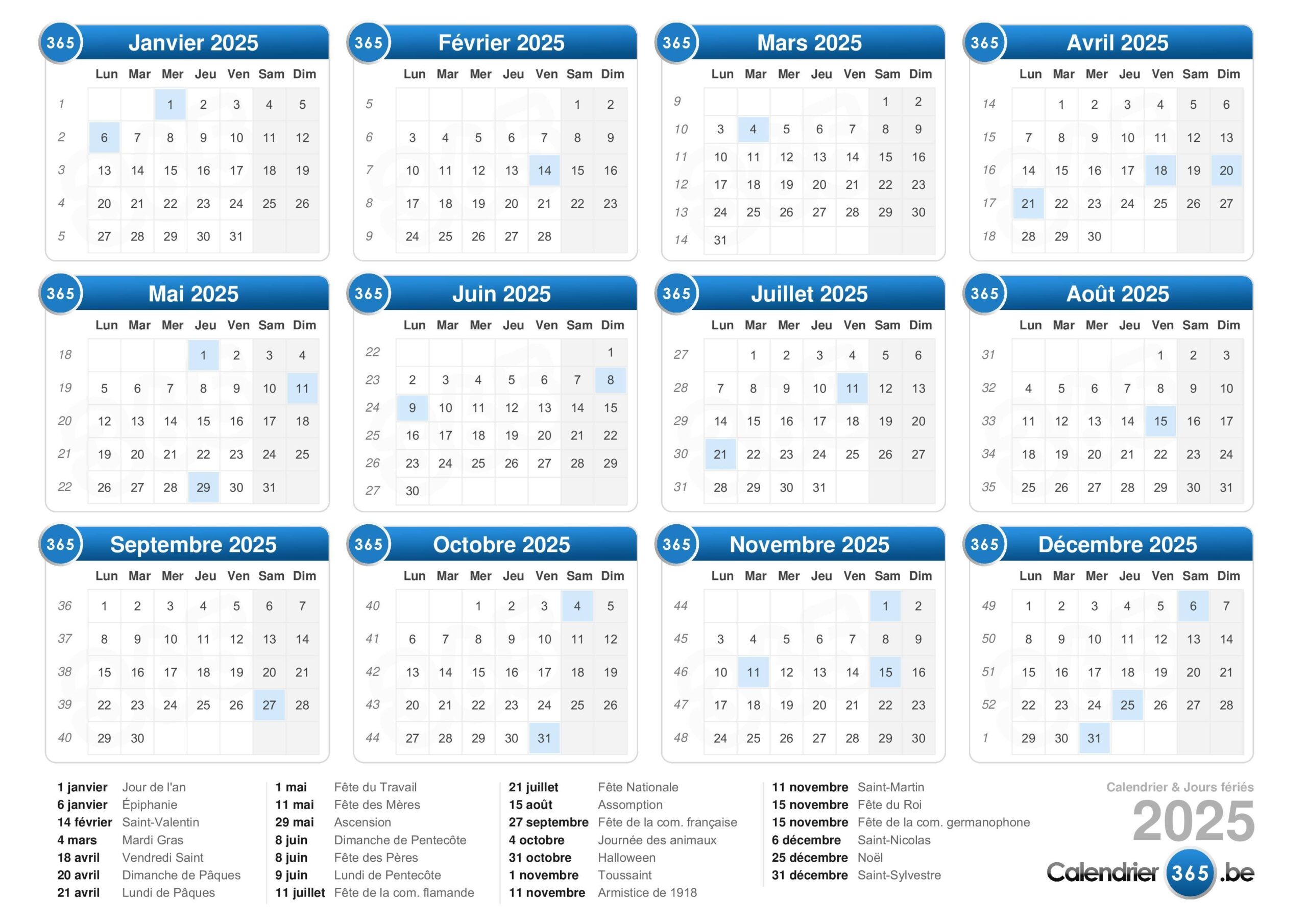 calendrier 2025 imprimer