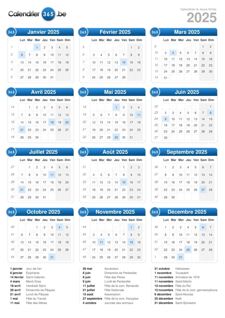 Calendrier 2025
