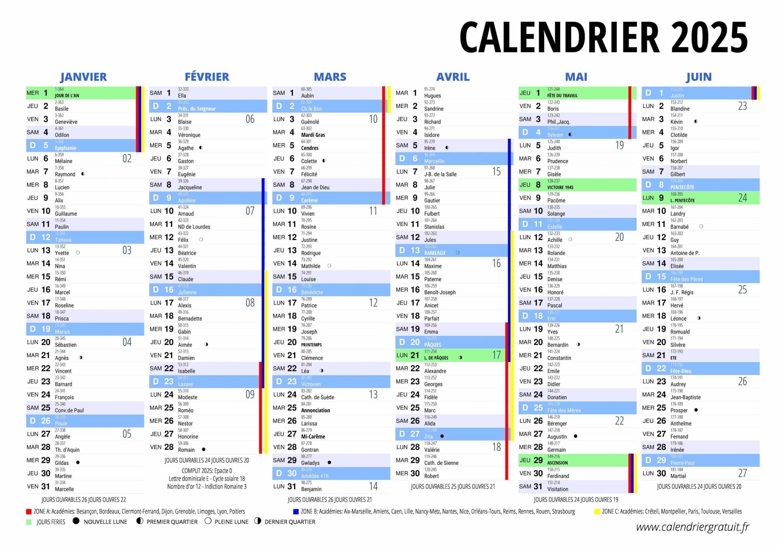 Calendrier 2025 Calendriergratuit fr