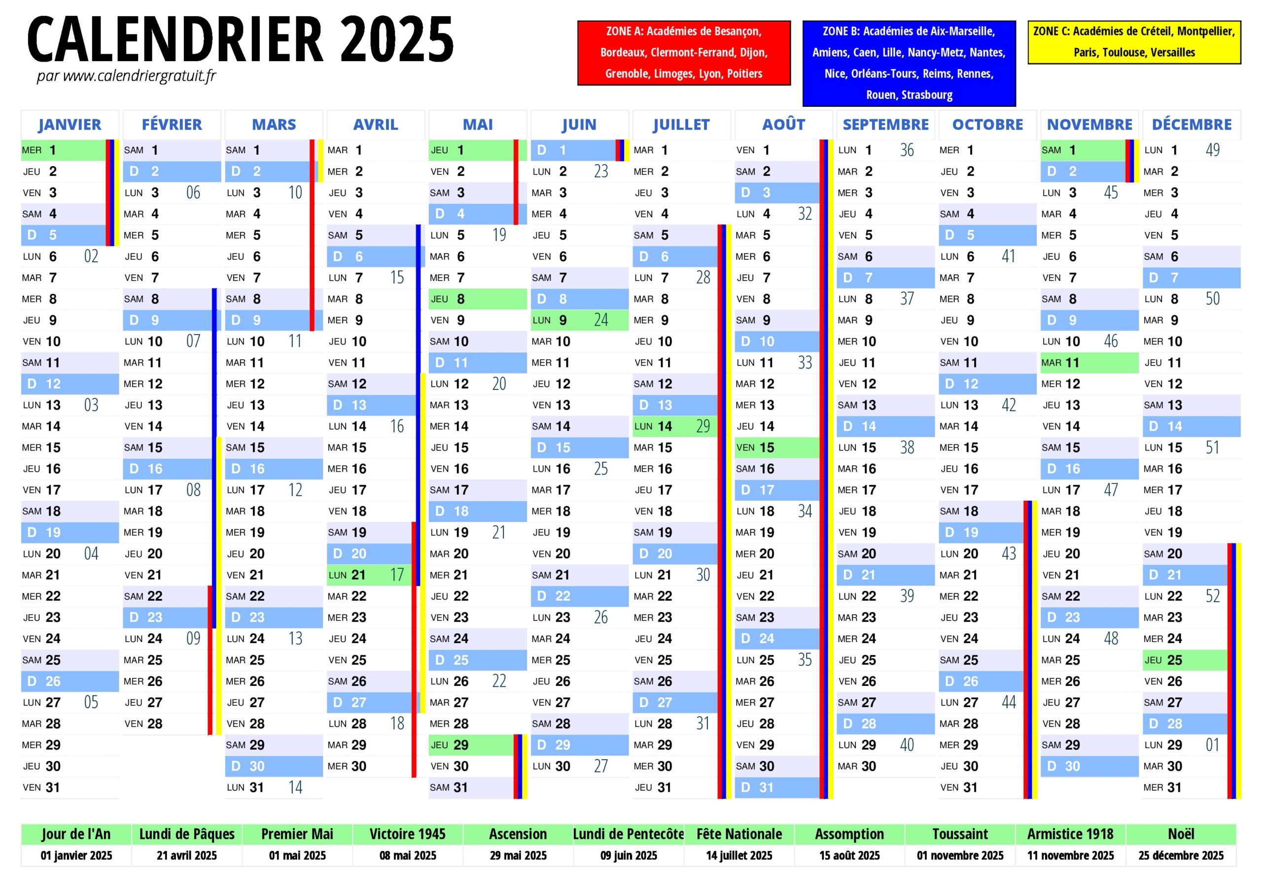 Calendrier 2025 Calendriergratuit fr