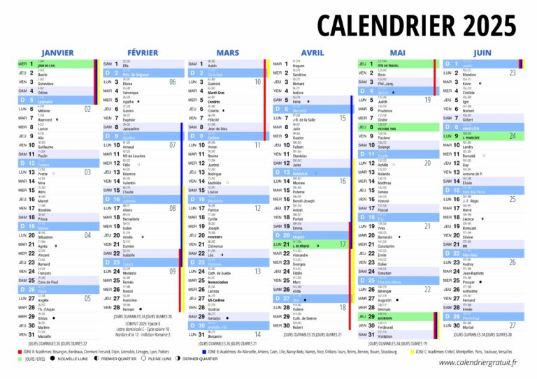 Calendrier 2025 Calendriergratuit fr