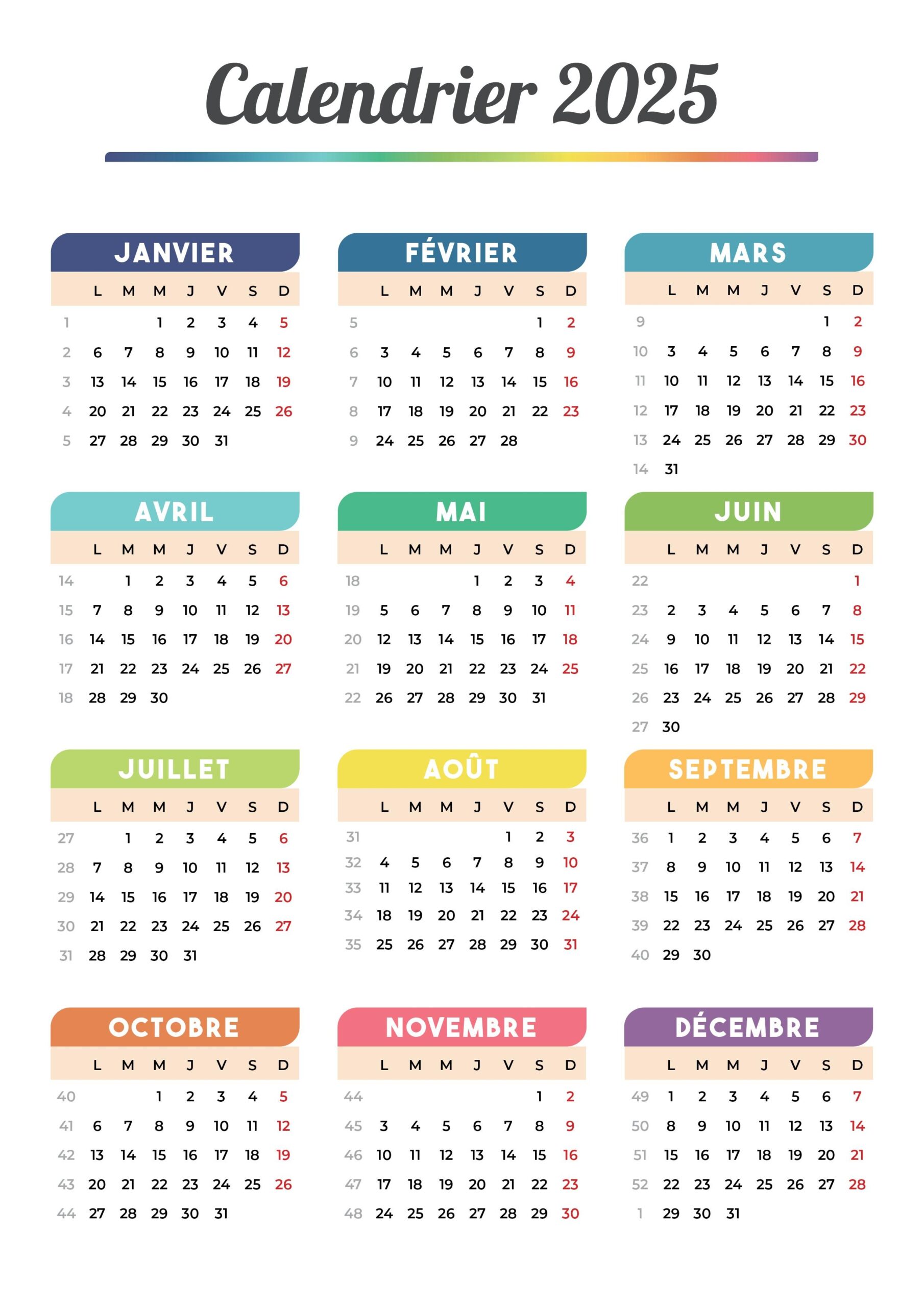 Calendrier 2025 Imprimer Agenda 2025 Gratuit Planitica