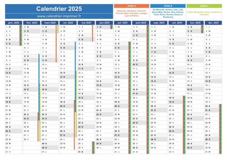 Calendrier 2025 Imprimer Gratuit