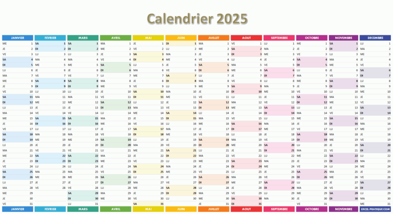Calendrier 2025 Simple