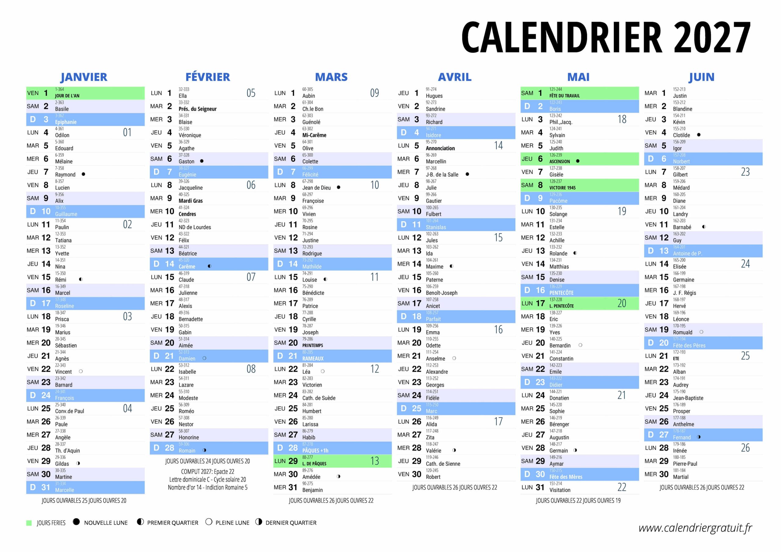 Calendrier 2027 Calendriergratuit fr