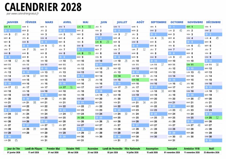 Calendrier 2028 Calendriergratuit fr