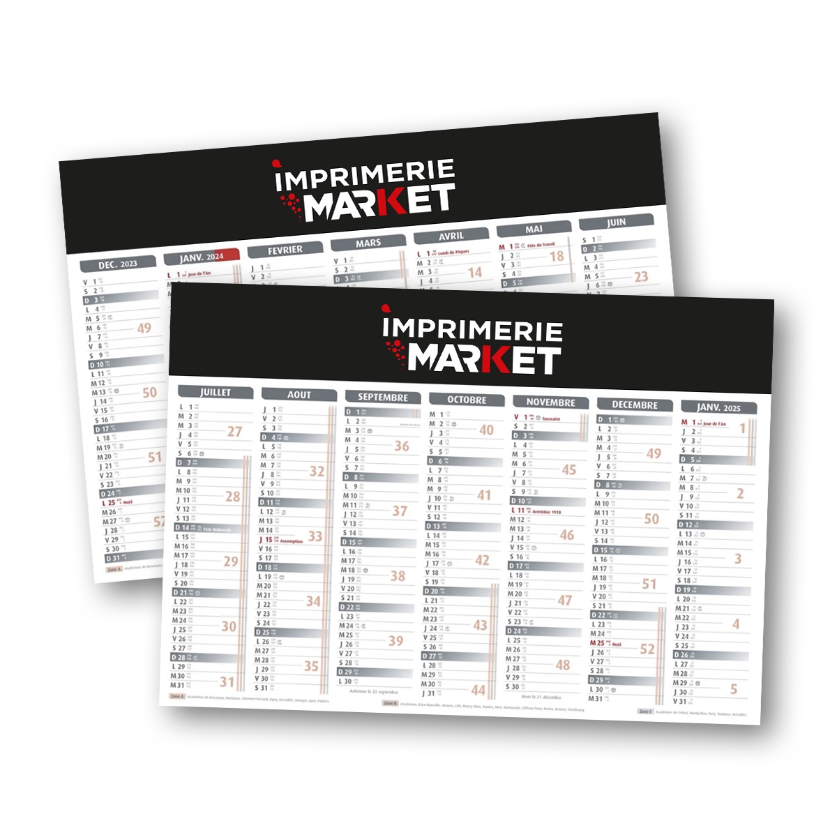 Calendrier A4 400 Grammes 2025 Imprimerie Market
