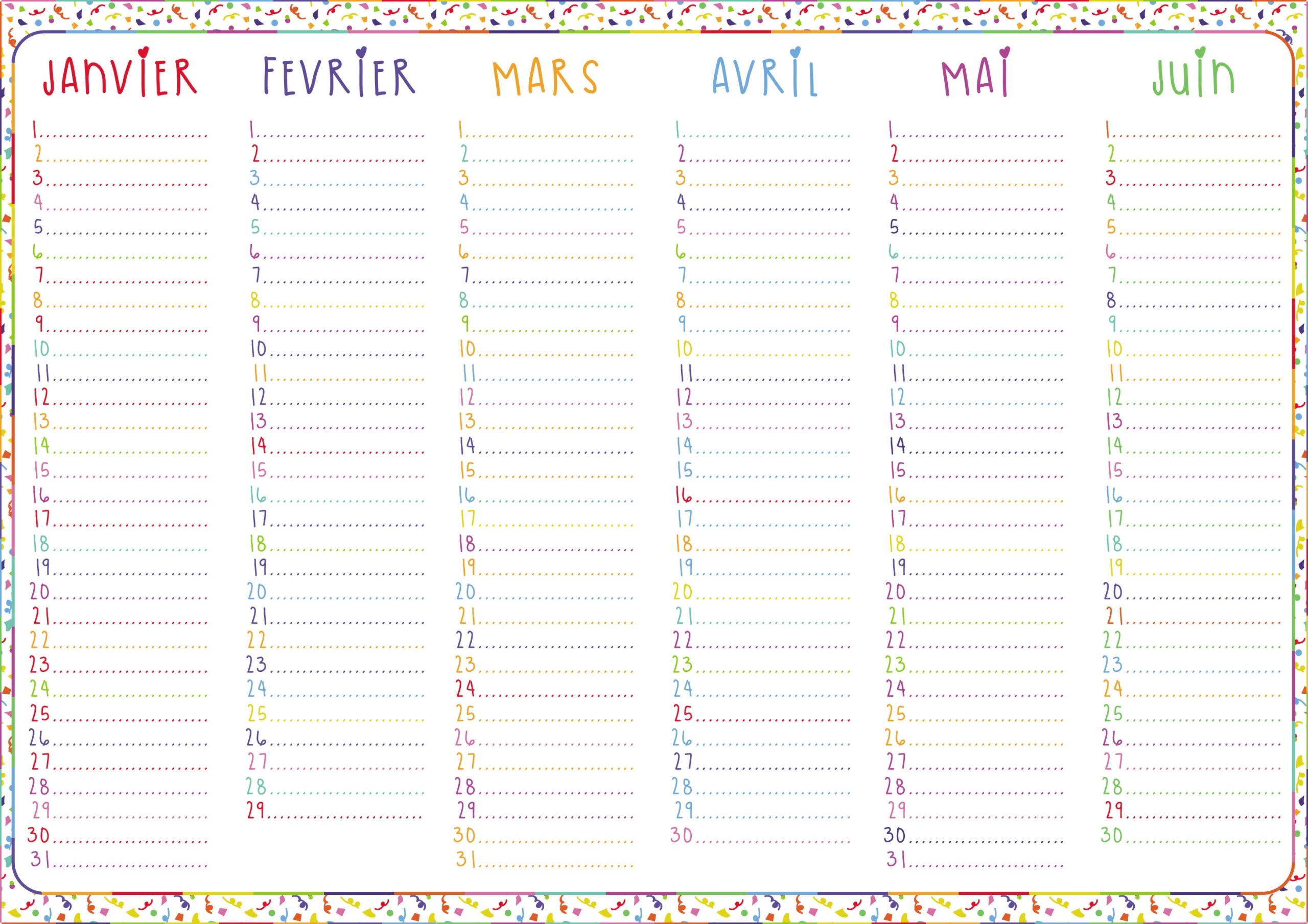 Calendrier Anniversaire