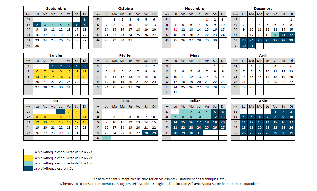 Calendrier Annuel D ouverture 2024 2025 Sciences Po Lille