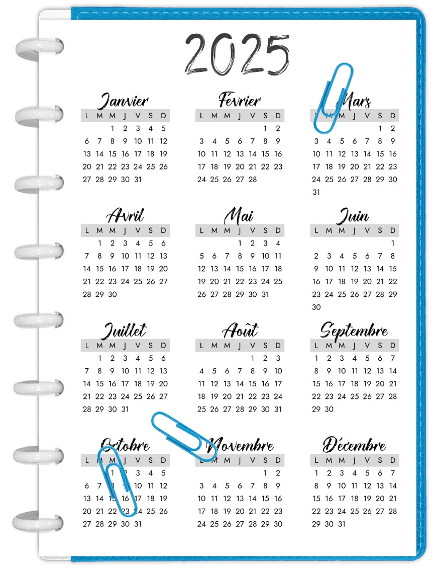 Calendrier Annuel Dat Minimaliste Imprimer Mon Agenda PdF