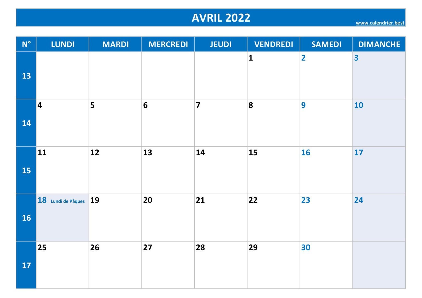 Calendrier Avril 2022 Consulter Ou Imprimer Calendrier best