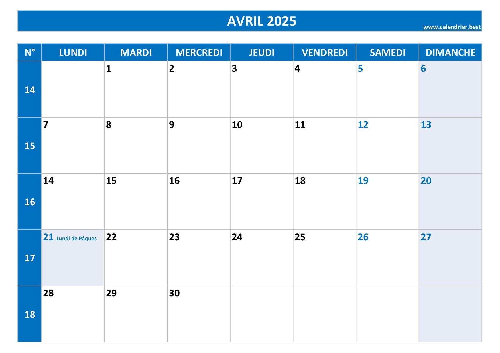 Calendrier Avril 2025 Consulter Ou Imprimer Calendrier best