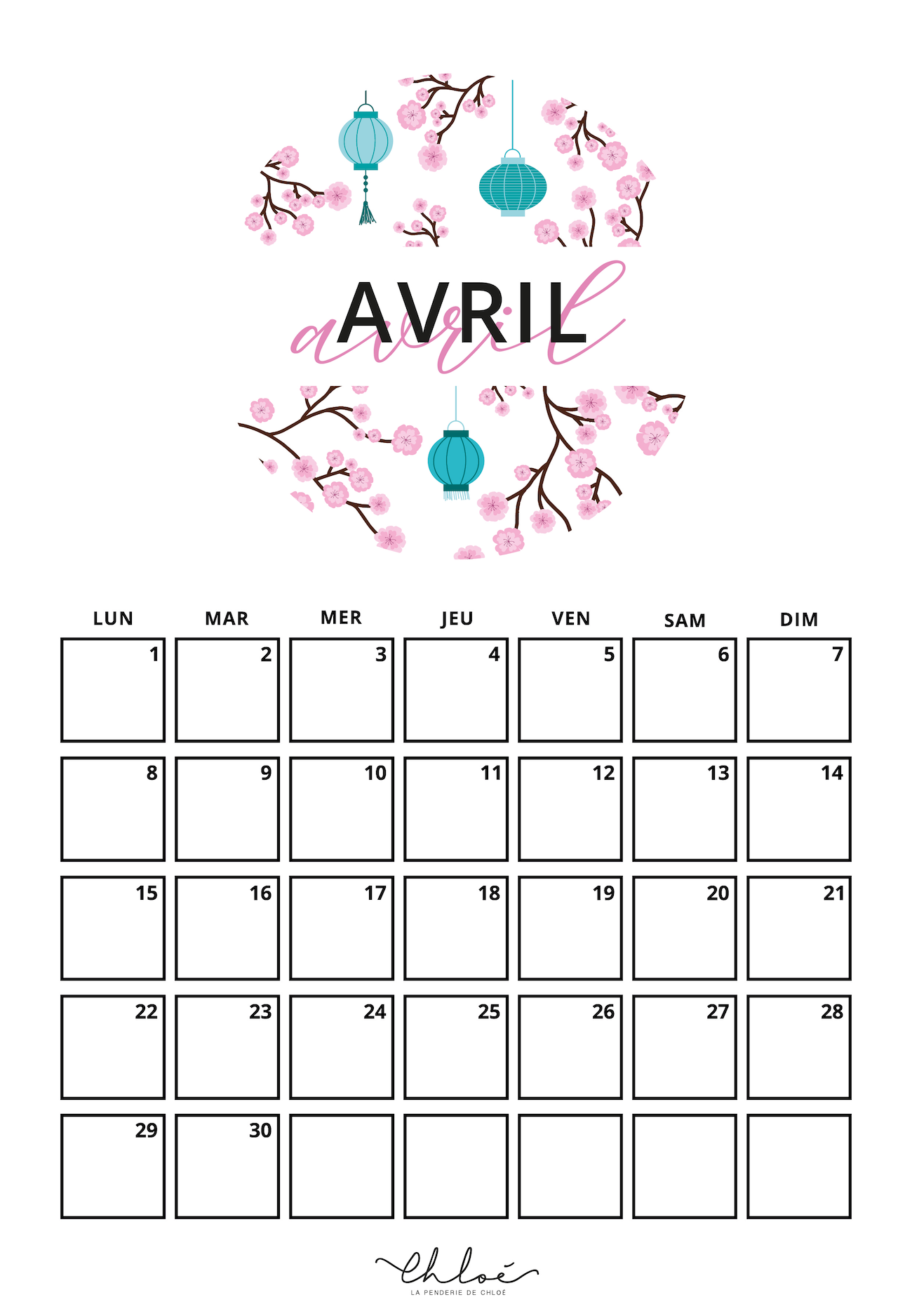 Calendrier Avril Kit Imprimer La Penderie De Chlo Blog Lifestyle
