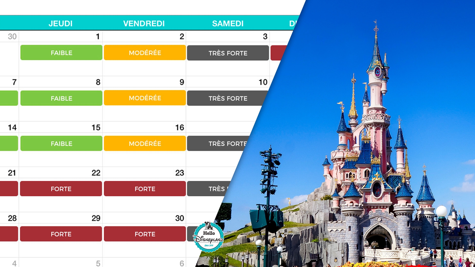 Calendrier D affluence 2025 2026 Disneyland Paris