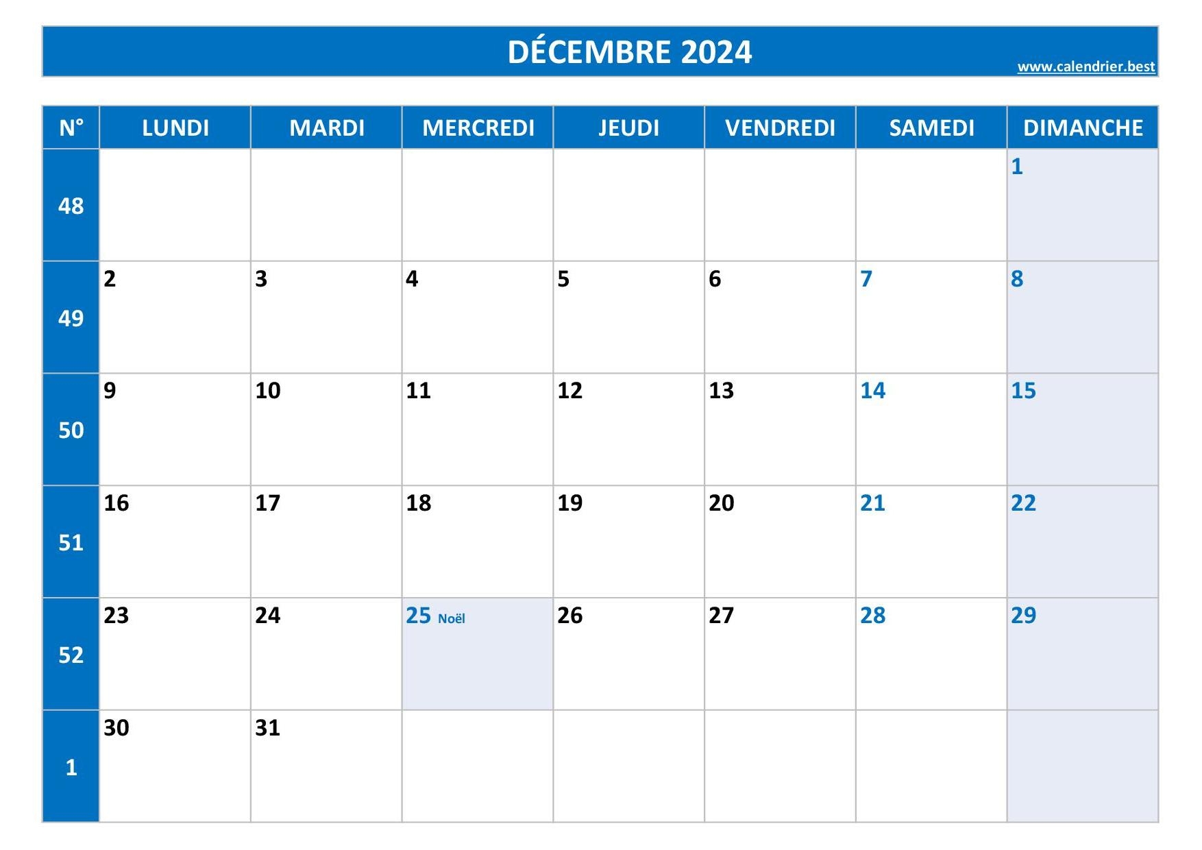 Calendrier D cembre 2024 Consulter Ou Imprimer Calendrier best